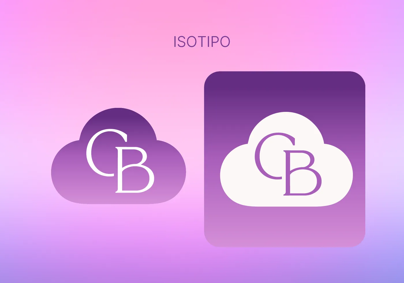 Isotipo CB en forma de nube, versión color y versión en app
